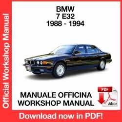 Workshop Manual BMW 7 Series E32 (1988-1994)