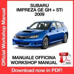 Workshop Manual Subaru Impreza GE GH + STi WRX (2009)