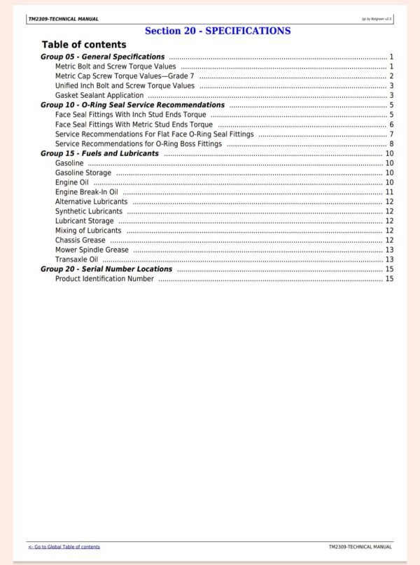John Deere X500 X520 X530 X534 X540 Tractor Service Repair Technical Manual TM2309