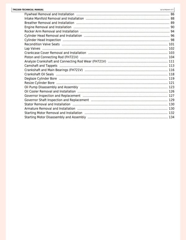 John Deere X500 X520 X530 X534 X540 Tractor Service Repair Technical Manual TM2309
