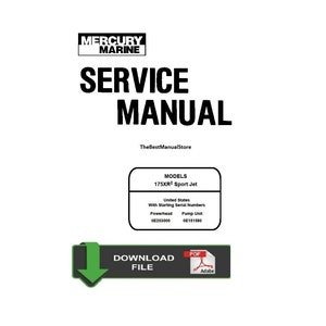 Mercury Mariner 175hp XR2 Sport Jet Service Shop &  Repair Manual