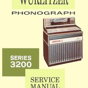 Jukebox WURLITZER Manual High resolution Instant PDF. Models 3200 e 3210 'Americana II' (1968) (juke box)