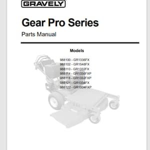 Gravely pro mowers Parts manual models # 988100 thru 988122  instant pdf download 37 pages