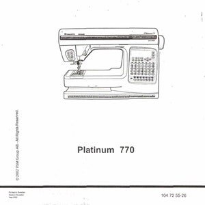 Digital PDF Husqvarna Viking Platinum 770 Sewing Machine Service Repair Manual Book + Parts List How To Set Timing Tension Feed Dogs Program