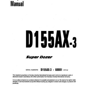 Komatsu D155AX-3 Bulldozer Shop Manual: 1180 Pages (PDF Download)