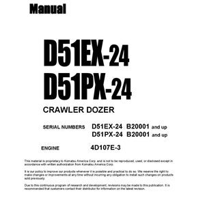 Komatsu D51EX-24 D51PX-24 Bulldozer Shop Manual (PDF Download)