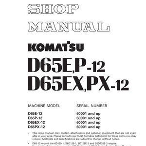 Komatsu D65E-12 Bulldozer Shop Manual (PDF Download)