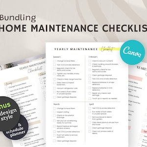 Home Maintenance Checklist Bundle: Seasonal Property Planner (Editable Canva PDF)
