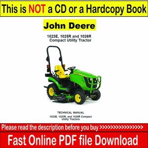 John Deere 1023E 1025R 1026R Utility Tractor Technical Service Manual (2013 & 2018)PDF