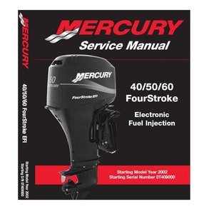 Mercury 4 Stroke 40, 50 & 60 HP EFI (4 cylinder) outboard engine service/shop/repair/workshop manual. Starting year 2002. Start Sn:0T409000