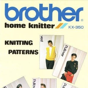 Brother Home Knitter KX350 Knitting Patterns 7mm Knitting Machine Instruction Manual User Guide Instant Download Retro Scan