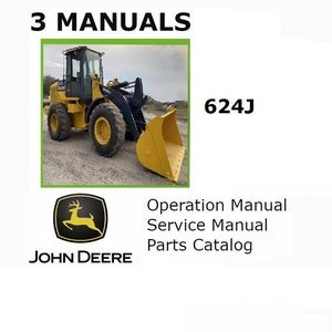 3 SET for John Deere 624J Backhoe Loader Service Repair Shop Operator Parts Manuals on PDF 624 J
