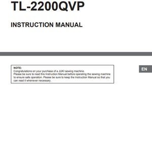 Juki TL-2200QVP Industrial Sewing Machine Instruction Manual  PDF Service Manual in English Instant Download Retro Scan