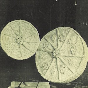 Irish Rose Crochet Circular Cushion Covers PDF Pattern by Cara 35cm 48cm 1970s Vintage Textured Cushion Pillow Circular Instant Download