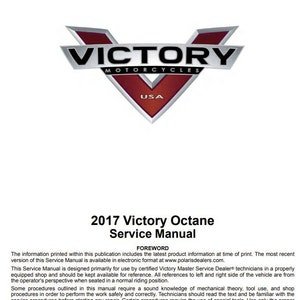 2017 Victory Octane Motorcycle Shop Service Repair Manual P/N 9926924 Pdf Download