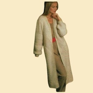 Ladies Long Blackberry Stitch Winter Jacket Coat PDF Vintage Knitting Patterns PDF Instant Download