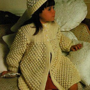 Girls Coat and Hat Knitting Design Vintage Knitting Patterns PDF Instant Download