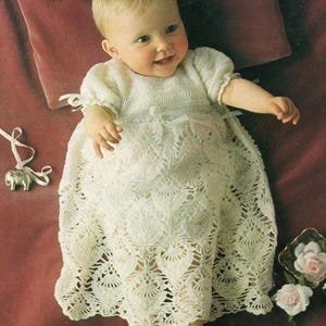 Baby Christening Baptism Gown Pineapple Lace Vintage Crochet Patterns PDF Instant Download