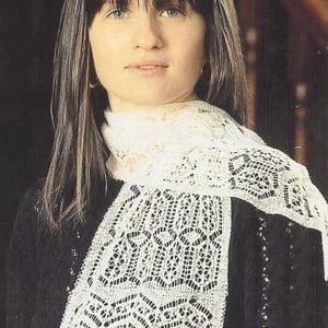 Lunna Scarf Shetland Lace Knitting Pattern Lace 1 or 2 ply Instruction PDF Vintage70s Look Instant Download