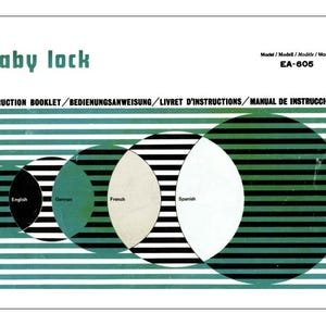 Baby Lock EA-605 Juki 605 Babylock Serger Overlocker Instruction Manual in English German Spanish PDF Manual Instant Download