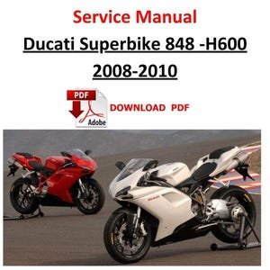 Ducati Superbike 848 2008 - 2010 H600 PDF Service Manual Repair workshop Download motorcycle Motorrad Werkstatthandbuch Guide Digital