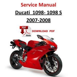 Ducati 1098 1098S 2007  2008 PDF Service Manual Repair workshop Download motorcycle Digital Guide Manuale moto Motorrad Werkstatthandbuch