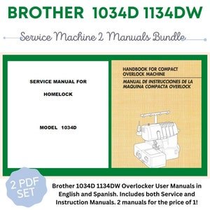 Brother Compact 1034D 1134DW Overlocker Heavy Duty User Manual English and Spanish Serger Service Instruction Manual PDF Download User Guide