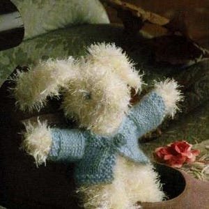 Easter Bunny Crochet Toy Rabbit with Cardigan PDF Easter Knitting Patterns Vintage Knit Pattern Fashion Instant Download