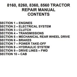 8160 8260 8360 8560 New Holland Tractors Service Repair Manual PDF Download