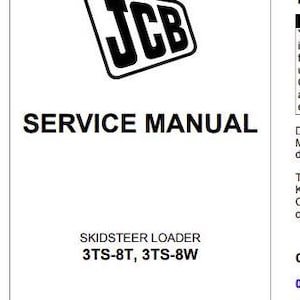 JCB 3TS-8T, 3TS-8W SERVICE Manual for Skid Steer Loader Download PDF