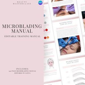 Microblading Training Manual | Editable Guide for Trainers, Students, Printable, Instant Download
