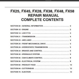 FX25 FX45 FX28 FX38 FX48 FX58 Forage Harvesters New Holland Service Repair Manual PDF Download