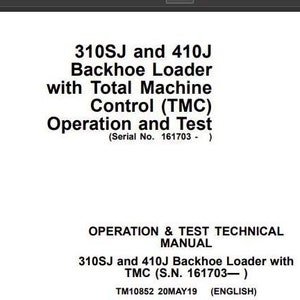 310SJ, 410J Operations and Test Manual John Deere Technical Pdf Download