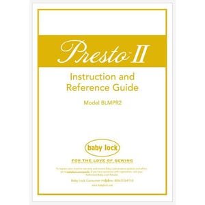Baby Lock Presto 2 BLMPR2 Operation Instruction Manual PDF Instant Download