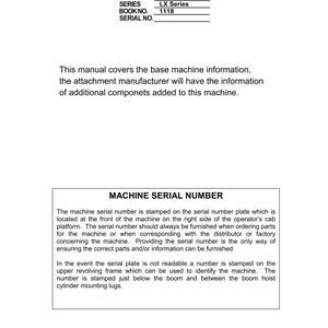 Linkbelt Excavator 600 LX MH Shop Manual (PDF Download)