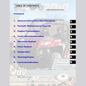2010 Prowler XT XTX Xtz Service / Operators / Wiring Manual Arctic Cat ATV Pdf Download