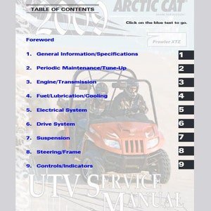 2009 Prowler XTZ Service / Wiring Manual Arctic Cat ATV Pdf Download