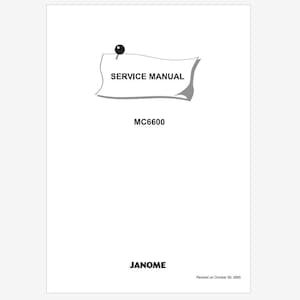 Janome Memory Craft 6600 - MC6600 Adjustment Service Manual PDF Instant Download