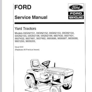 Ford YT12.5 YT14 YT16 YT16H YT18H Lawn Tractors Repair Manual PDF Download