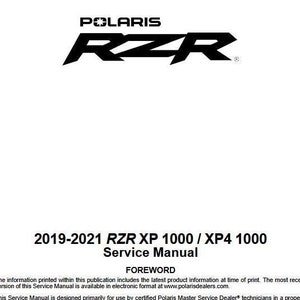 2019-2021 Polaris RZR XP XP4 1000 Service Manual PDF Download