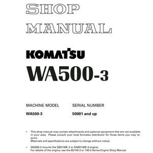 Komatsu WA500-3 Shop Manual: Repair & Service (PDF Download)