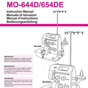 Juki MO-654DE MO-644DE Serger Overlocker / Serger  Instruction manual in English Pdf Instant download - Complete User Guide