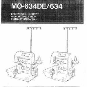 Juki MO-634DE 634 335 Serger Overlocker / Serger Instruction manual in English Pdf Instant Download - Complete User Guide