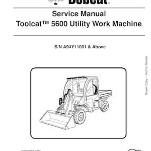 Bobcat 5600 Toolcat Utility Work Machine Service Manual