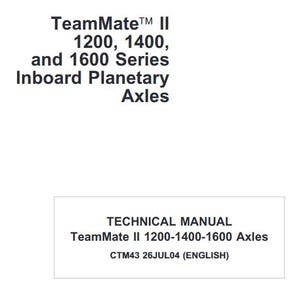 CTM43 TeamMate II 1200 1400 and 1600 Series Inboard Planetary Axles Technical John Deere Manual PDF Download