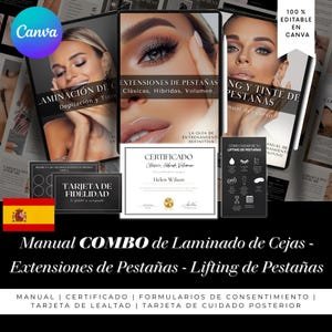 Manual Profesional de Capacitación en Pestañas y Cejas, Lifting de Pestañas Tinte, Laminado de Cejas Cera, Manual de Extensiones de Pestañas