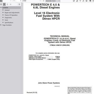 CTM502 - Powertech E 4.5 & 6.8L Diesel Engines Level 16 Denso HPCR Component John Deere Technical Repair Service Manual Pdf Download