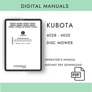 Kubota DM4028 and DM4032 Disc Mower Manual PDF Download Operation and Maintenance Guide for Hay and Forage Equipment