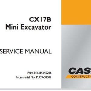 Case CX17B Mini Excavator Service Shop Repair Manual pdf Download