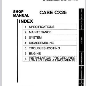 Case CX25 Excavator Service Shop Repair Manual pdf Download